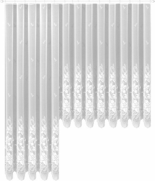 Weckbrodt Gardine Wismar (1 St), Kräuselband, halbtransparent, Jacquard, Jacquard, strukturiert, Allover,floral,halbtransparent, Bordüre, Store