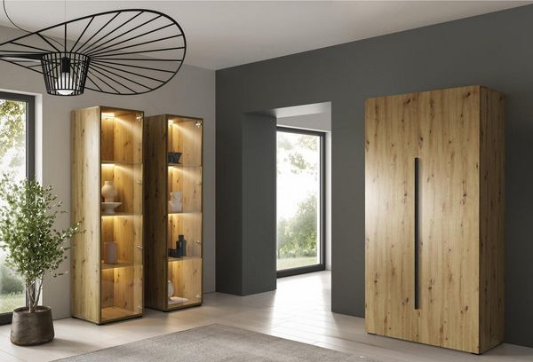 Compleo Kleiderschrank zwei Türen, Aufsatz als Option, Drehtürenschrank STELLS