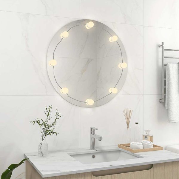 vidaXL Wandspiegel mit LED-Beleuchtung Rund Glas 3078642