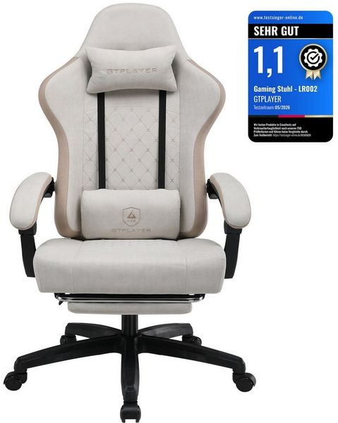 GTPLAYER Gaming-Stuhl Ergonomischer Gaming Sessel Schreibtischstuhl mit Stoffoberfläche (Pacekung), Federsitzkissen mit Fußstütze