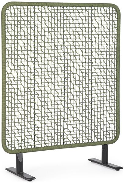 Paravent Babilo - Aluminium Anthrazit, Olefin-Seilgeflecht Grün, 120x150 cm