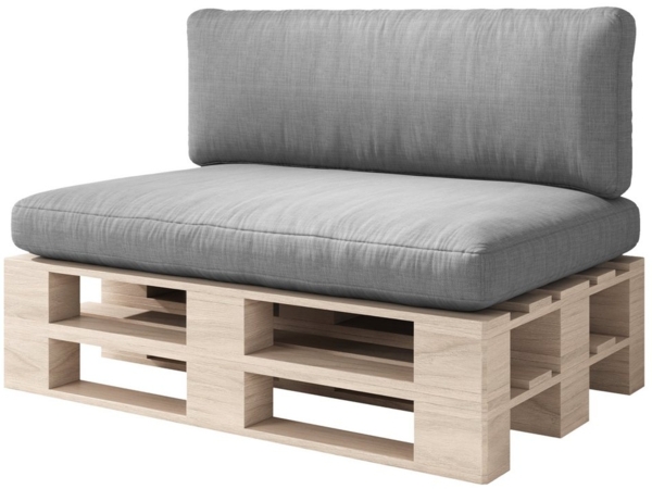 sunnypillow Palettenkissen mit abnehmbarem Bezug Palettenauflage Palettenpolster Palettensofa Sitzkissen Rückenlehne Indoor/Outdoor 2er Set 120x80 Grau