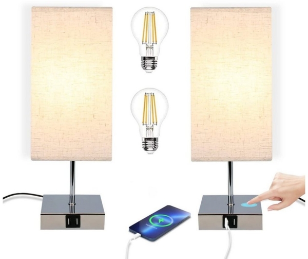 Nettlife Nachttischlampe Nachttischlampe touch dimmbar mit Ladefunktion USB, mit Ladefunktion USB, LED wechselbar, für Schlafzimmer kinderzimmer Bedside Bild 1