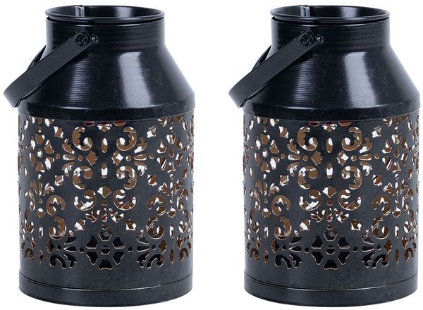 2x LED Solarleuchte, schwarz, Pflanzgefäß, H 16 cm