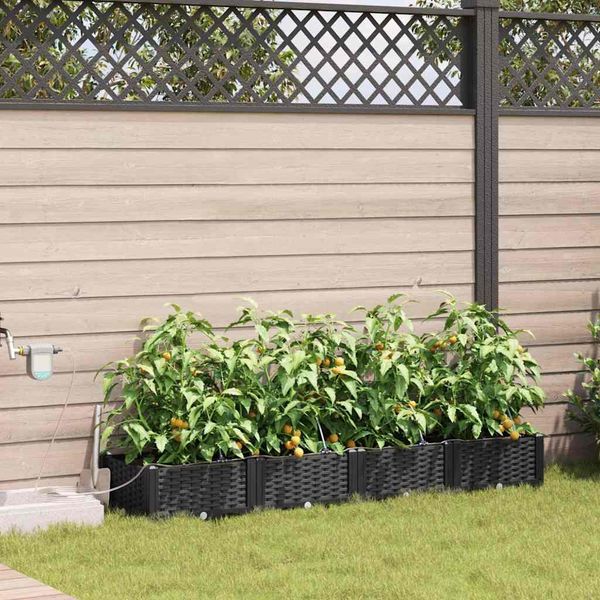 vidaXL Garten-Pflanzgefäß 4 pcs Schwarz 160 x 40 x 22 cm Kunststoff 42002844