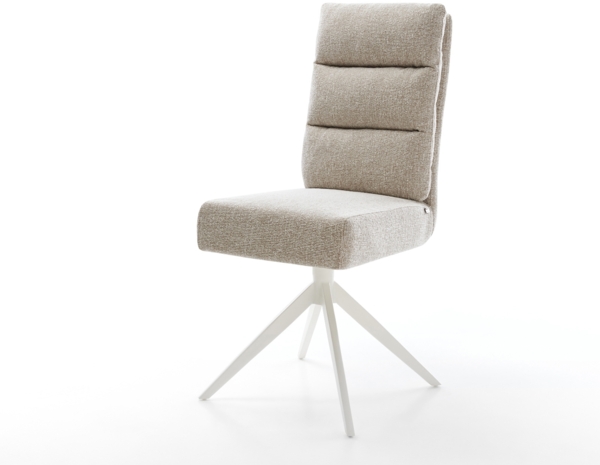 Drehstuhl Pela-Flex Webstoff Soft Beige Kreuzgestell breit Weiß 360° drehbar Wippfunktion Taschenfederkern