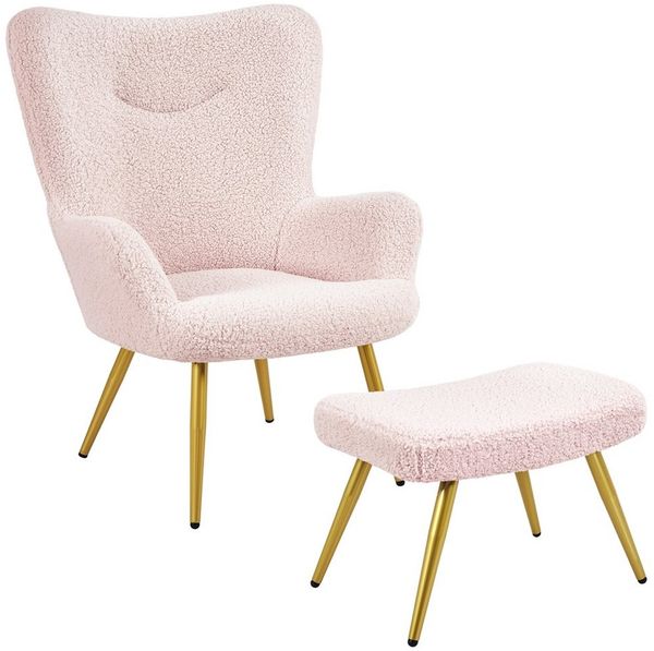 Yaheetech Relaxsessel Ohrensessel mit Hocker, Polyester-Bezug
