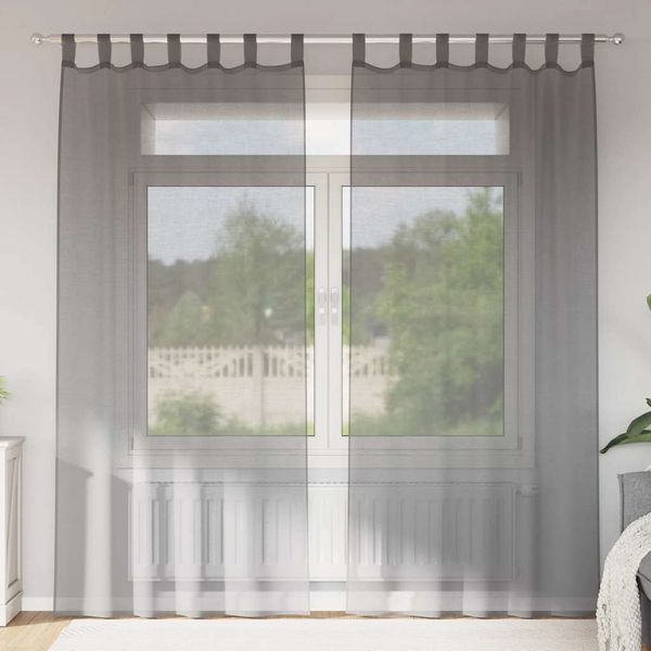 vidaXL Voile Vorhänge mit Schlaufen 2 Stk. Dunkelgrau 140x245 cm 4102274