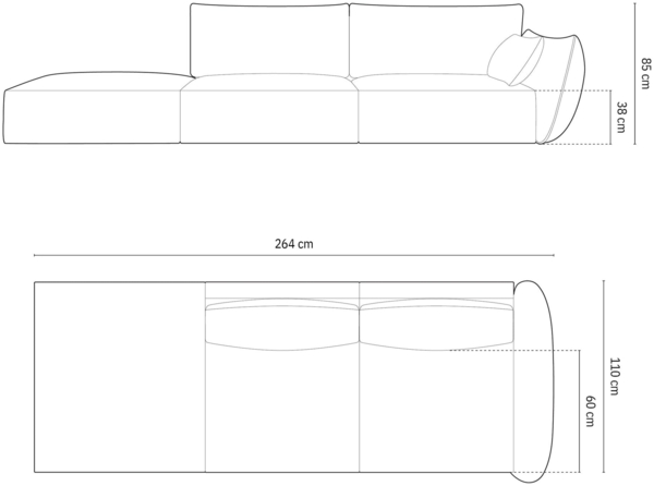 Micadoni Sofa Kaelle 4-Sitzer Links Samt Cappuccino Bild 4