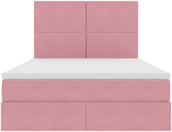 vidaXL Aufbewahrungsbett mit Matratze Rosa 140 x 200 cm Samt 3371978 Bild 7