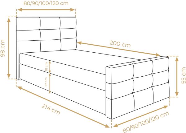 AX LIVING Bett mit Bettkasten 90x200 cm Argentaro Boxspringbett braun Bild 4