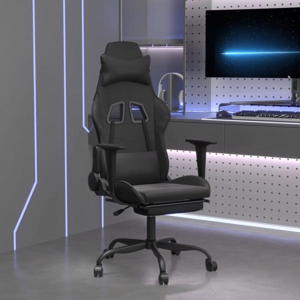 vidaXL Gaming-Stuhl mit Fußstütze Schwarz Kunstleder 3143661