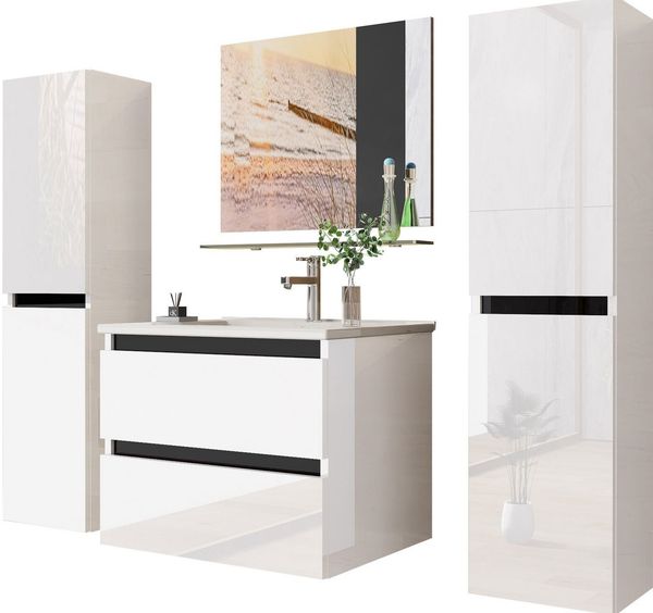 Badmöbel Set Kairo 4-teilig 60 cm Weiß