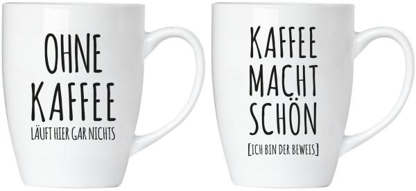 Ohne Kaffee läuft hier gar nichts! Kaffee macht schön Tassen Set aus Keramik - Grußkarte