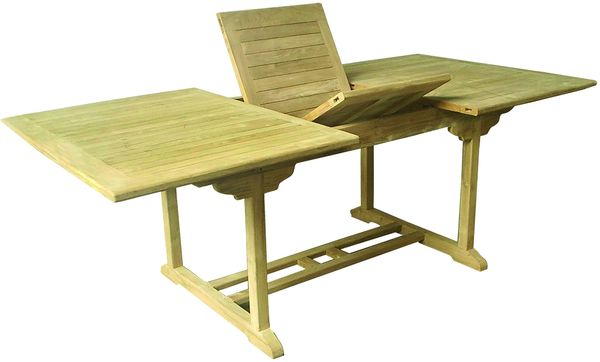 Premium XL Teak Ausziehtisch rechteckig Gartentisch Teakmöbel ausziehbar 180 cm
