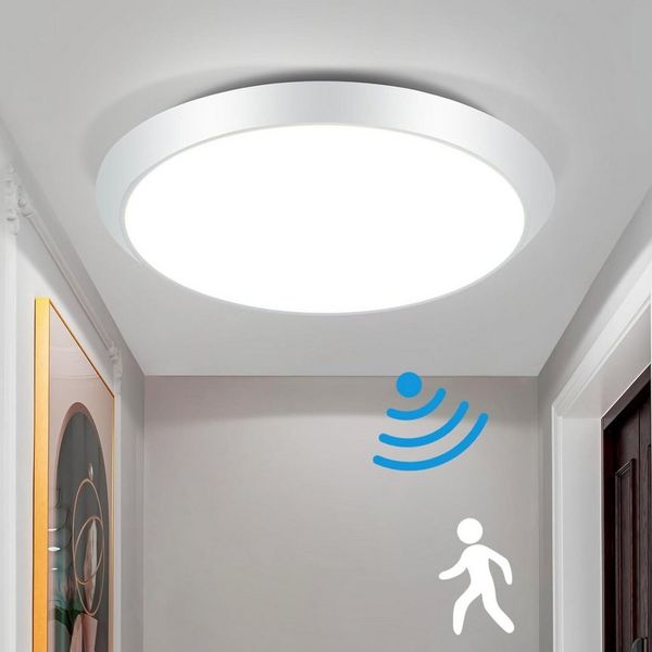 Nettlife LED Deckenleuchte LED Deckenleuchte Sensorlampe Weiß 4000K, IP44, LED fest integriert, Neutralweiß, Flur Keller Balkon Werkstatt