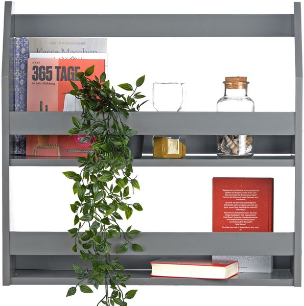 Regal Wandregal Hängeregal Bücherregal Holzregal Holz Grau Bild 4