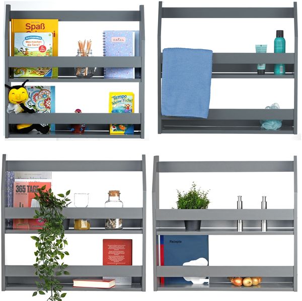 Regal Wandregal Hängeregal Bücherregal Holzregal Holz Grau Bild 10