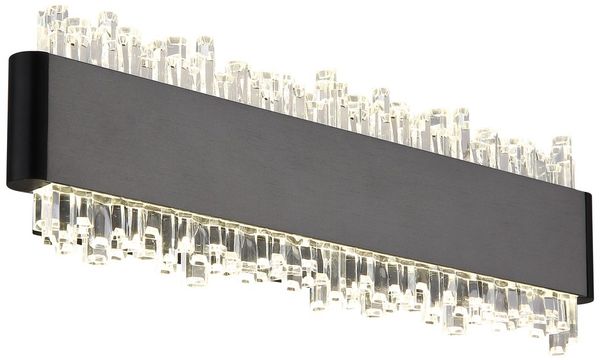 LED Wandleuchte STALAGMITA, Schwarz, Metall, Kristall, B 25 cm