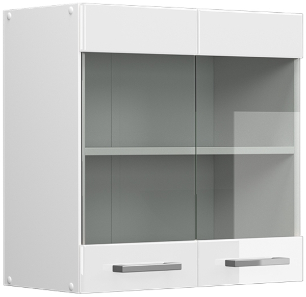 Küchenglasschrank R-Line Weiß Hochglanz 60 cm Vicco