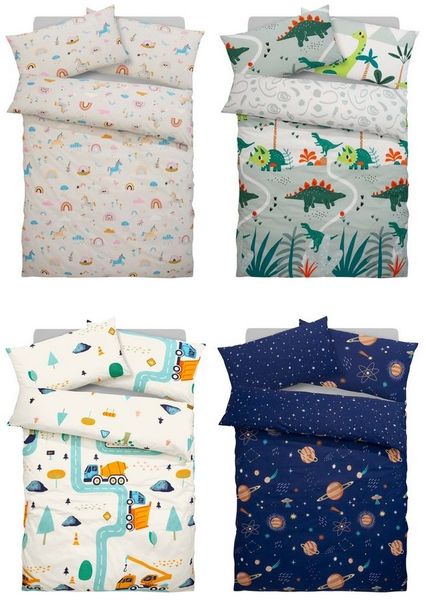 OTTO home Kinderbettwäsche CUDDLEE, Renforcé, 2 teilig, in vielen Designs: Dino,Einhorn,Weltraum,Baustelle,Herz,Trecker,Safari