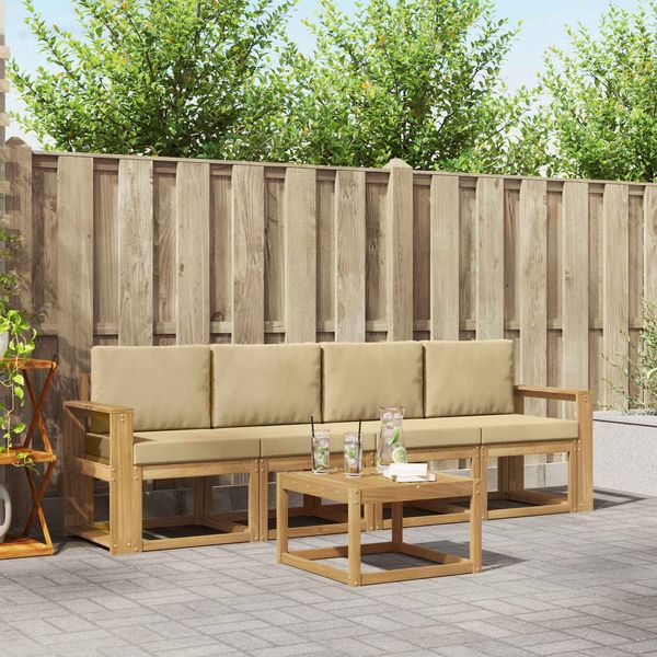 vidaXL Outdoor-Sofagarnitur mit Kissen 5 pcs Weiß und Beige 3387217