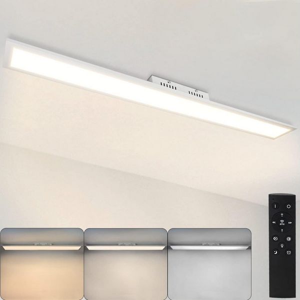 ZMH LED Panel Whonzimmer 120cm Dimmbar Deckenlampe mit Fernbedienung, Dimmbar, LED fest integriert, Tageslichtweiß