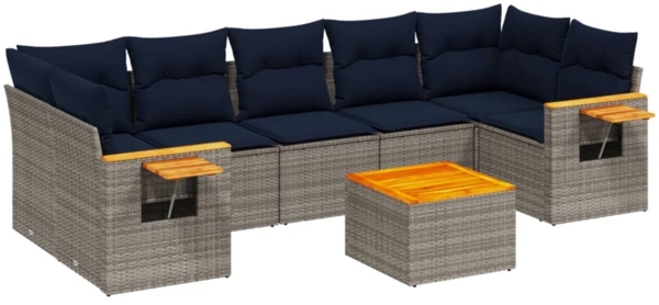 vidaXL 8-tlg. Garten-Sofagarnitur mit Kissen Grau Poly Rattan 3226656
