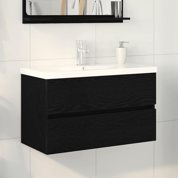vidaXL Waschbeckenschrank Schwarz Eichen-Optik 80 x 39 x 62 cm 3333147