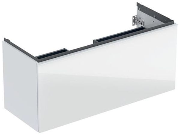 Unterschrank Acanto 1+1 Schubladen 120 cm weiß/Glas