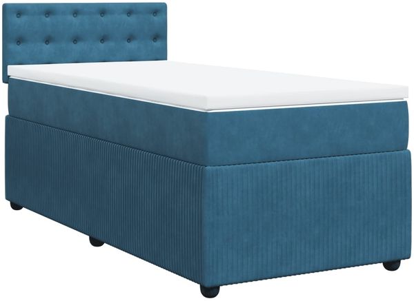 vidaXL Boxspringbett mit Matratze Blau 100x200 cm Samt 3289978 Bild 3