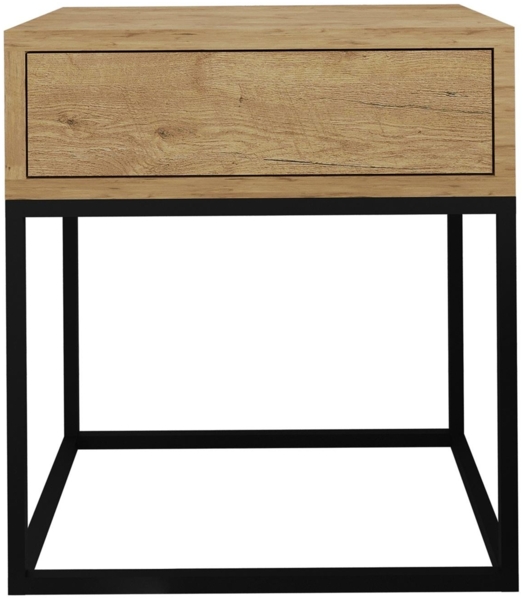 AX LIVING Nachttisch Kommode Aleio 45 cm Eiche Wotan schwarzes Gestell Bild 3