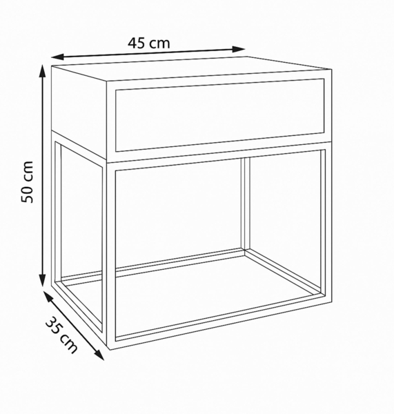 AX LIVING Nachttisch Kommode Aleio 45 cm Eiche Wotan schwarzes Gestell Bild 4