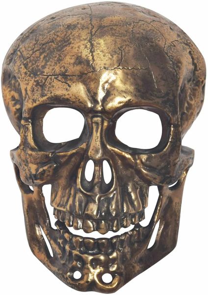 Wanddeko Totenkopf Aluminium Gold 41cm Schädel Modern Wandskulptur Wohnaccessoire