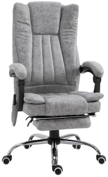 MC Star Bürostuhl Massagesessel Heizfunktion Liegefunktion Massagefunktion (Fußstütze Dicke Polsterung Grau 62 x 67 x 113-120 cm)