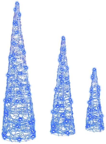 vidaXL Weihnachtsbaum mit 90 LEDs 3 pcs Blau 20 x 20 x 80 cm Acryl 42019017