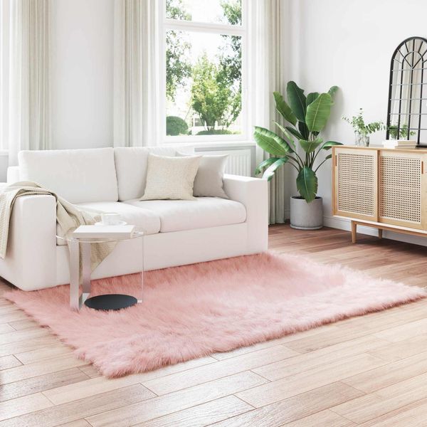 vidaXL Teppich aus Kunstschaffell TAFALLA Rosa 160 x 230 cm Polyester 42021550