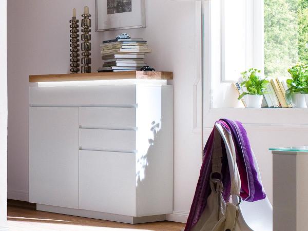 Kommode >Lisa< in Weiß matt aus Massivholz - 120x114x40cm (BxHxT)