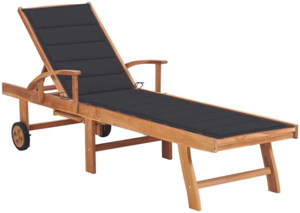 vidaXL Sonnenliege mit Auflage Anthrazit Massivholz Teak 3063006