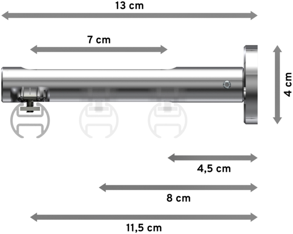 Innenlauf-Gardinenstangen-Set Siteno Savio 100 cm, 1-läufig, 20 mm Ø Chrom Bild 2