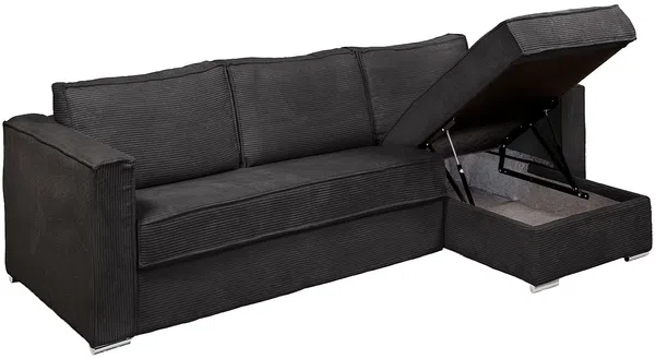 Vente-unique - LORETO Sofa SamtStoff Grau - B 223 cm152 cm x H 90 cm x L 278 cm Bild 3