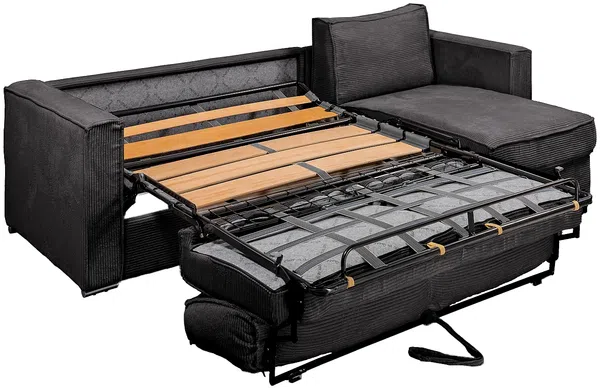 Vente-unique - LORETO Sofa SamtStoff Grau - B 223 cm152 cm x H 90 cm x L 278 cm Bild 5