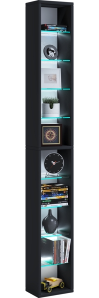 VCM Standregal Rasato 918195 Schwarz H. 155 x B. 21 x T. 14 cm