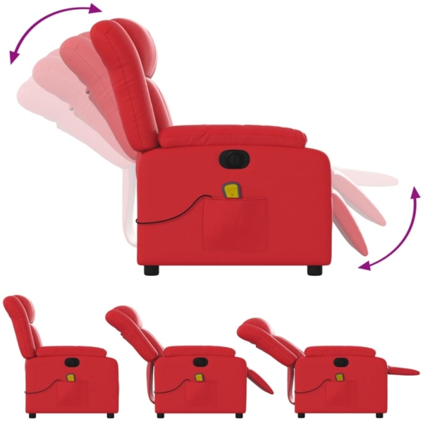 vidaXL Massagesessel Elektrisch Rot Kunstleder 3205262 Bild 5