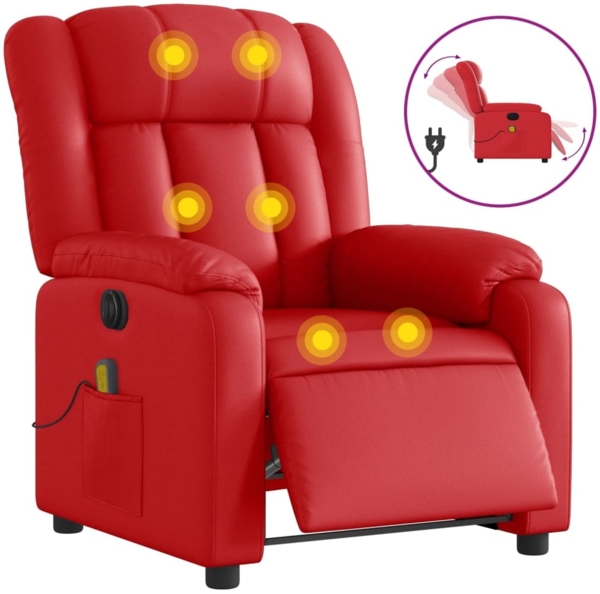 vidaXL Massagesessel Elektrisch Rot Kunstleder 3205262 Bild 1