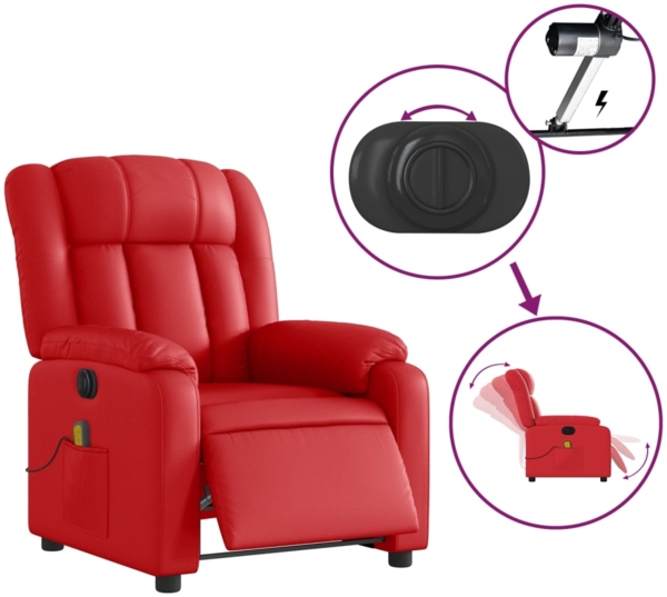 vidaXL Massagesessel Elektrisch Rot Kunstleder 3205262 Bild 4