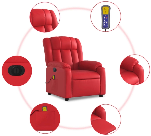 vidaXL Massagesessel Elektrisch Rot Kunstleder 3205262 Bild 6