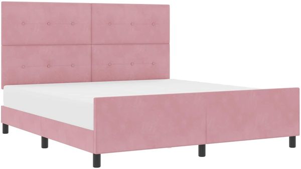 vidaXL Boxspringbett mit Kopfteil Rosa 180 x 200 cm Samt 3344962 Bild 2