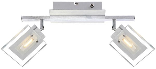 LED Deckenleuchte, Alu Chrom, Spots verstellbar L 34,5 cm