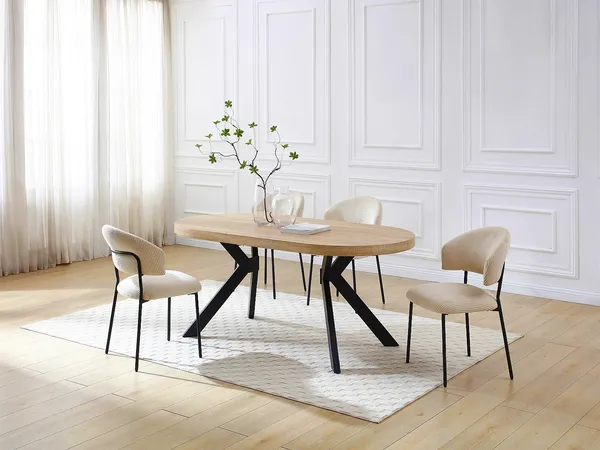 Vente-unique - KOMONI Esstisch Holz, Platte SchwarzBeige - B 90 cm x H 76 cm x L 180 cm